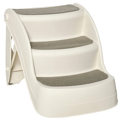 Scaletta per Cani e Gatti Pieghevole 3Gradini Antiscivolo in PP 49x38x38cm Beige