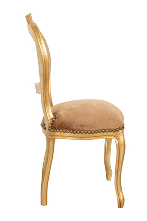 Biscottini Sedia Poltroncina Biscottini Stile Luigi XVI Faggio Massello Oro Imbottita