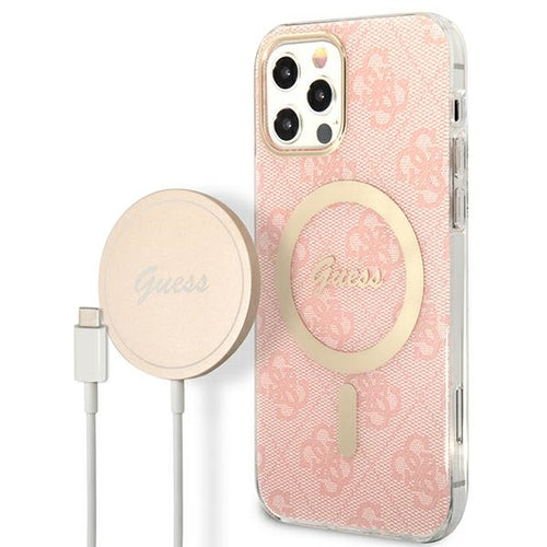 cover guess + caricabatterie magsafe iphone 12 / 12 pro pink