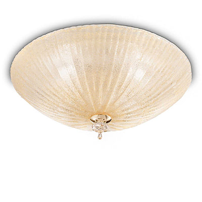 Plafoniera vetro graniglia ambra Ideal Lux SHELL 140193 60 E27 LED lampada soffitto parete classica