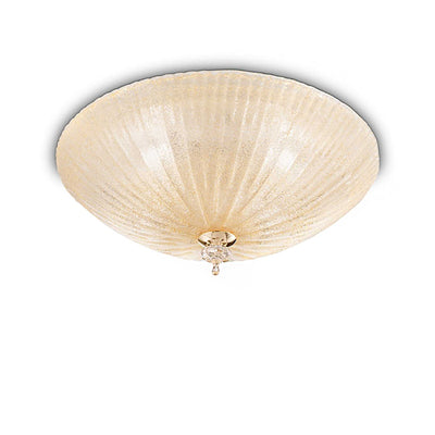 Plafoniera vetro graniglia ambra Ideal Lux SHELL 140186 50 E27 LED lampada soffitto parete classica