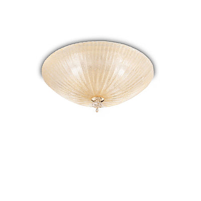 Plafoniera vetro graniglia ambra Ideal Lux SHELL 140179 40 E27 LED lampada soffitto parete classica