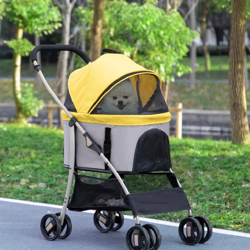 Passeggino Cani Pieghevole con Trasportino Rimovibile e Tettuccio, 82x49.5x98cm