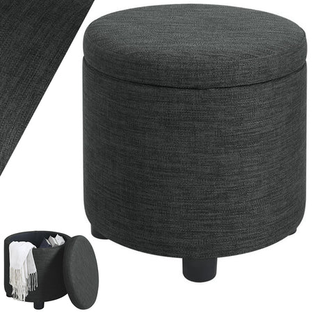 Pouf Contenitore Sgabello Poggiapiedi in Tessuto 40x40 H40cm Grigio
