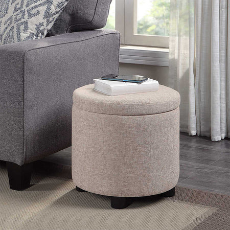 Pouf Contenitore Sgabello Poggiapiedi in Tessuto 40x40 H40cm Beige