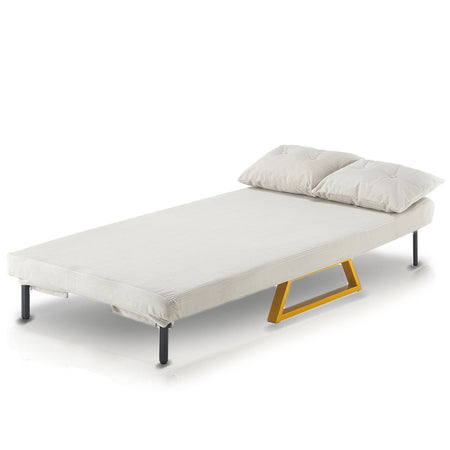 Poltrona Pieghevole Letto 2posti Recliner Seduta Morbida Braccioli Salvaspazio Crema