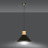 Sospensione Nordica 1 Luce Rowen In Acciaio Nero E Legno