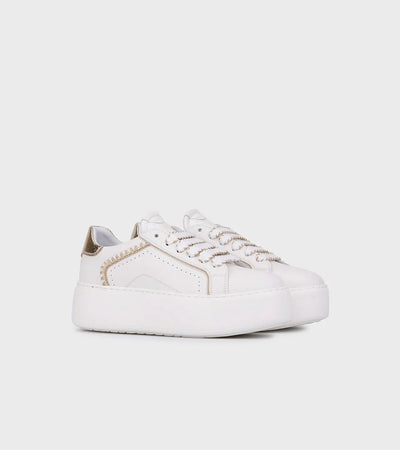 Janet & Janet sneakers donna in pelle white/gold J-002 J4