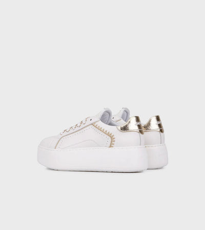 Janet & Janet sneakers donna in pelle white/gold J-002 J4