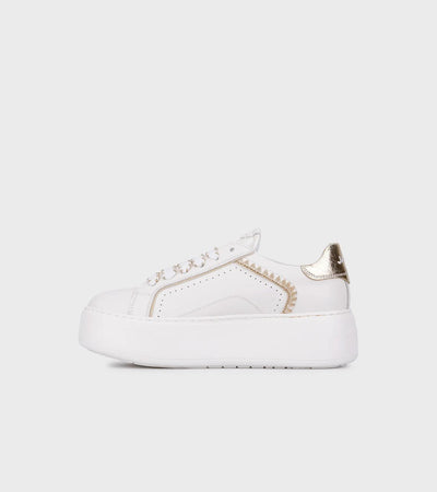 Janet & Janet sneakers donna in pelle white/gold J-002 J4
