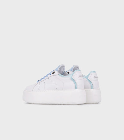 Janet & Janet sneakers donna in pelle white/celeste J-004 J8