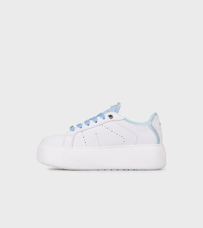 Janet & Janet sneakers donna in pelle white/celeste J-004 J8