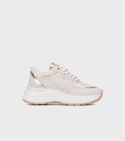 Janet & Janet sneakers donna in pelle beige/gold J-060 J95