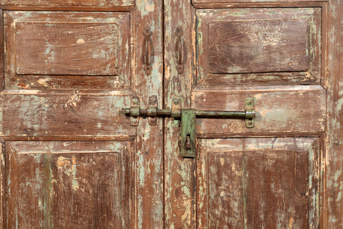Biscottini Porta portone in legno massello e ferro da interno o da esterno vecchia e antica medievale scorrevole