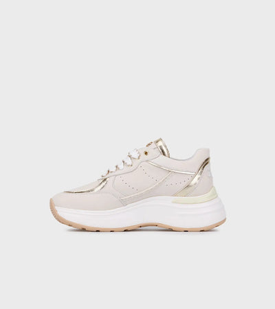 Janet & Janet sneakers donna in pelle beige/gold J-060 J95