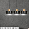 Sospensione Nordica 3 Luci Torin In Acciaio Nero E Legno
