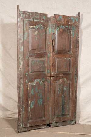 Biscottini Porta portone in legno massello e ferro da interno o da esterno vecchia e antica medievale scorrevole