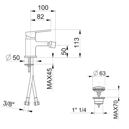 Miscelatore bidet scarico 1 1/4 - garanzia 5 anni - rubinetti bagno