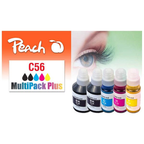 Peach PI100-472 cartuccia d'inchiostro 5 pz Compatibile Resa standard Nero, Ciano, Magenta, Giallo (Peach Patrone Canon GI-56 MultiPack Pl)