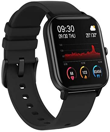 orologio maxcom fw55 aurum pro nero ampio display a colori da 1,7 hd, pressione arteriosa e risposte alle chiamate, notifiche e