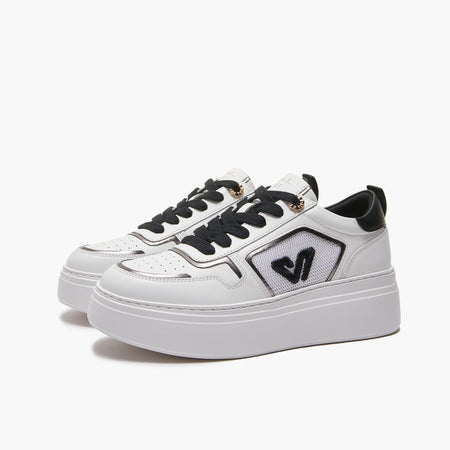 Emanuelle Vee sneakers donna Bice in pelle e tessuto white-black 302 17