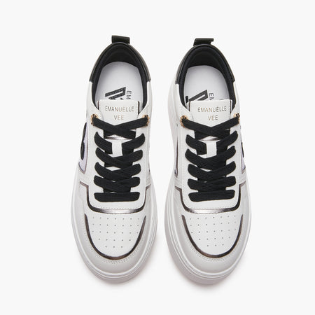 Emanuelle Vee sneakers donna Bice in pelle e tessuto white-black 302 17