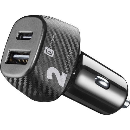 caricabatterie da auto doppia usb 32watt qualcom nero