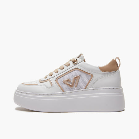 Emanuelle Vee sneakers donna Bice in pelle e tessuto white-carne 302 17