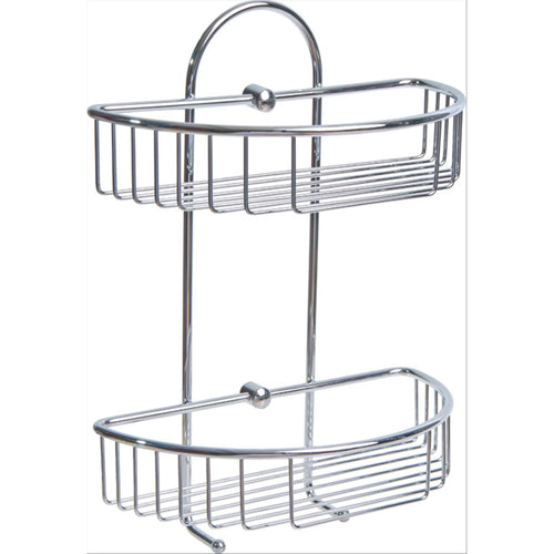 PORTAOGGETTI BAGNO DOPPIO C/APPENDINO INOX CROMATO 27X15X37CMMAURER