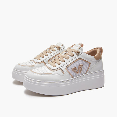 Emanuelle Vee sneakers donna Bice in pelle e tessuto white-carne 302 17