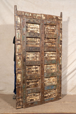 Biscottini Porta portone in legno massello e ferro da interno o da esterno vecchia e antica medievale scorrevole