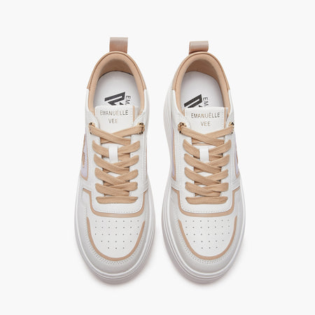 Emanuelle Vee sneakers donna Bice in pelle e tessuto white-carne 302 17