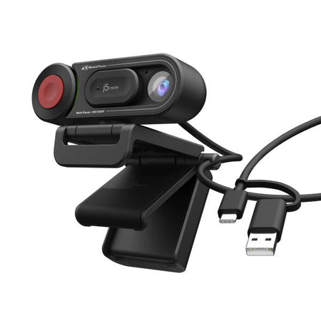 j5create JVU250-N Webcam HD con commutazione di messa a fuoco automatica e manuale (HD WEBCAM WITH AUTO MANUAL - FOCUS SWITCH BLACK)