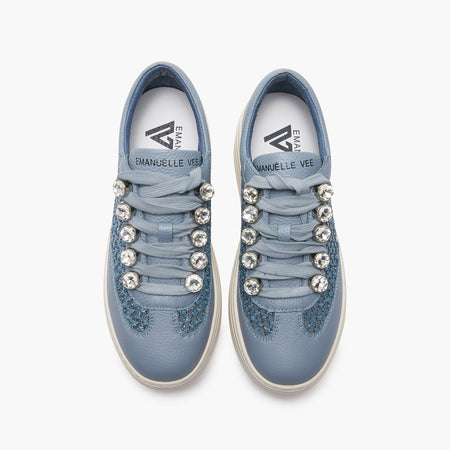 Emanuelle Vee sneakers donna Bice in pelle e tessuto jeans 302 18
