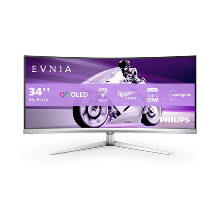 PHILIPS MONITOR GAMING CURVO 34 ENVIA, QD-OLED 21:9 UWQHD 0,1MS, DP/HDMI, USB-C DOCKING, REG ALTEZZA