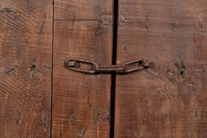 Biscottini Porta portone in legno massello e ferro da interno o da esterno vecchia e antica medievale scorrevole