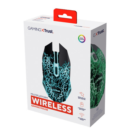 Mouse Ottico Trust 24750 - Optical Wireless senza fili - 6 pulsanti - Luci Led - Nero