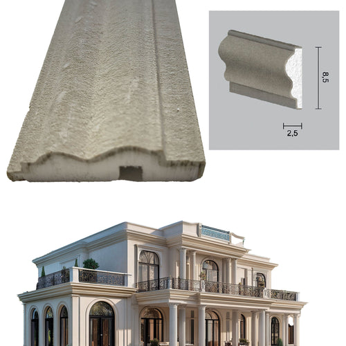 €7,99ml *** STOCK *** Pacco da 24ml di cornice decorativa in XPS Resinata per esterno 8,5X2,5X200cm PD104 - Eternal Parquet