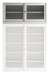 Sopralzo armadio di metallo con ante scorrevoli in vetro e piani metallici cm. 150x60x85H