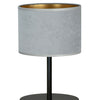 Lampada Da Tavolo 1 Luce Hilde In Acciaio Nero E Paralume In Tessuto Grigio