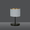 Lampada Da Tavolo 1 Luce Hilde In Acciaio Nero E Paralume In Tessuto Grigio