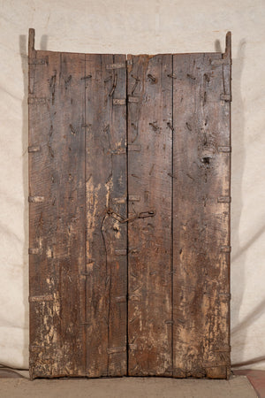 Biscottini Porta portone in legno massello e ferro da interno o da esterno vecchia e antica medievale scorrevole
