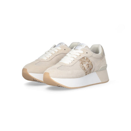 Liu Jo sneakers Dreamy 02 ecru con logo glitter BA5035PX618