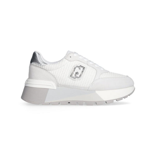 Liu Jo sneakers platform in suede e mesh white silver BA5049PX027
