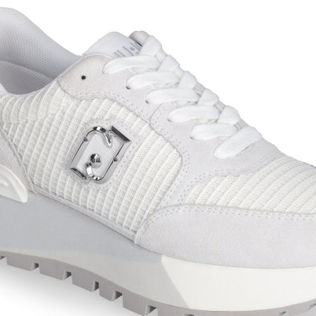 Liu Jo sneakers platform in suede e mesh white silver BA5049PX027