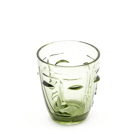 Set 6 Bicchieri in Vetro Verde "Svasati" Faccia Bombata arredamento moderno