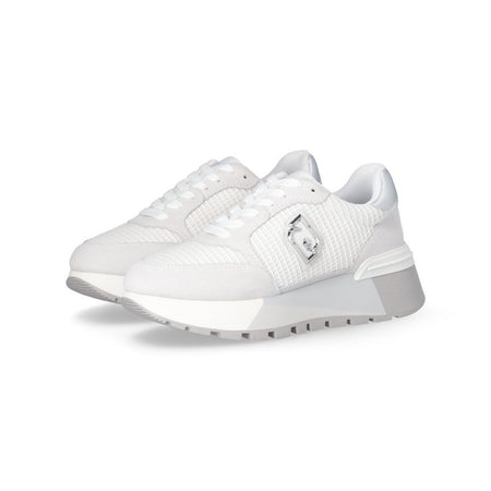 Liu Jo sneakers platform in suede e mesh white silver BA5049PX027