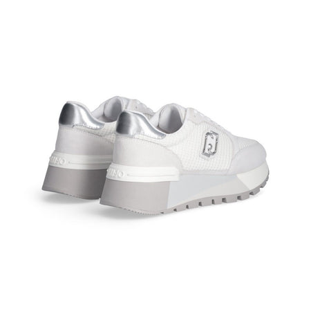 Liu Jo sneakers platform in suede e mesh white silver BA5049PX027