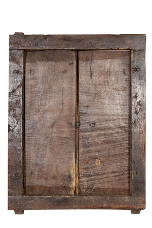 Biscottini Finestra finestrina grata in legno massello e in ferro antica e vecchia medievale con telaio da interno o da esterno