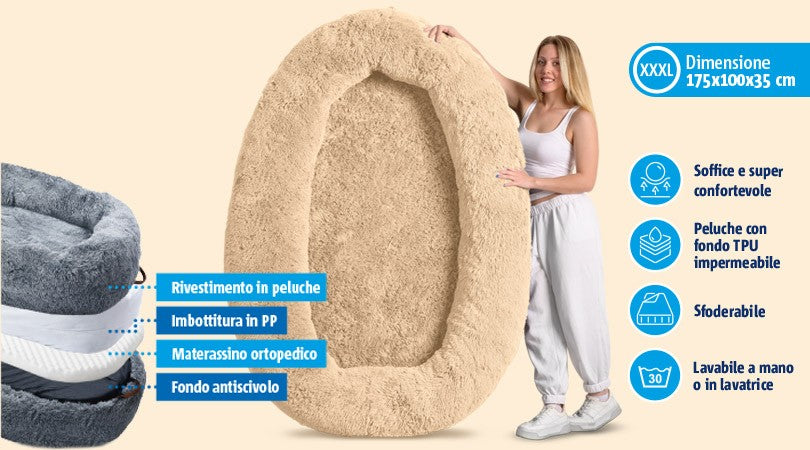 Cuccia pelosa super soft antistress per cani